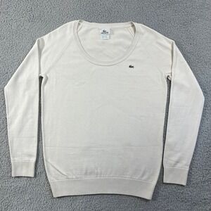 Lacoste Women's‎ Cream Cotton Scoop Neck Sweater Size L(US) / 12(EU) VTG NWT
